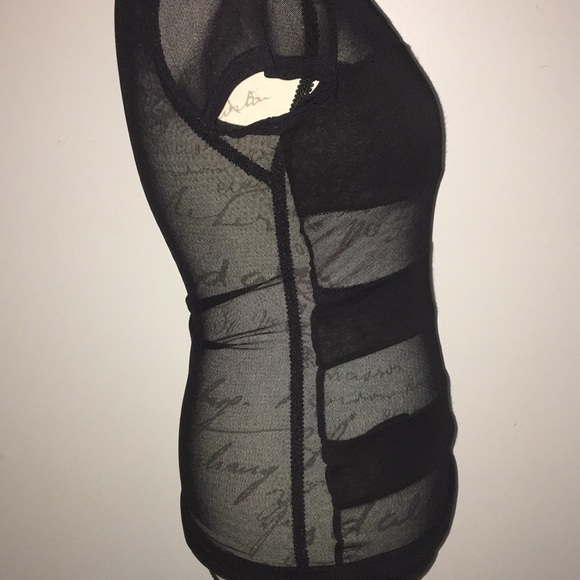 Forever 21 long color block black & mesh tee Small - Picture 3 of 8